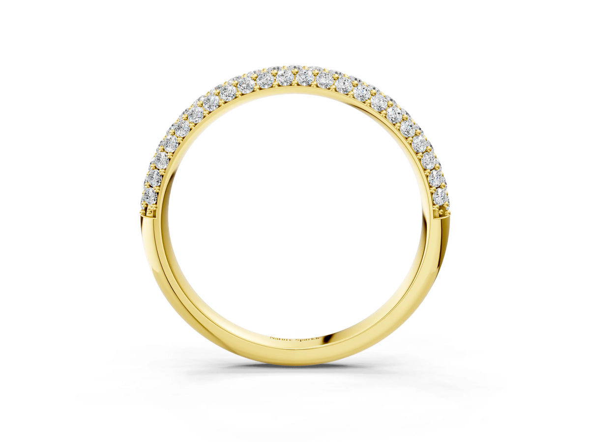 Yellow gold Round Diamond Pave Set White Gold Eternity Band_3