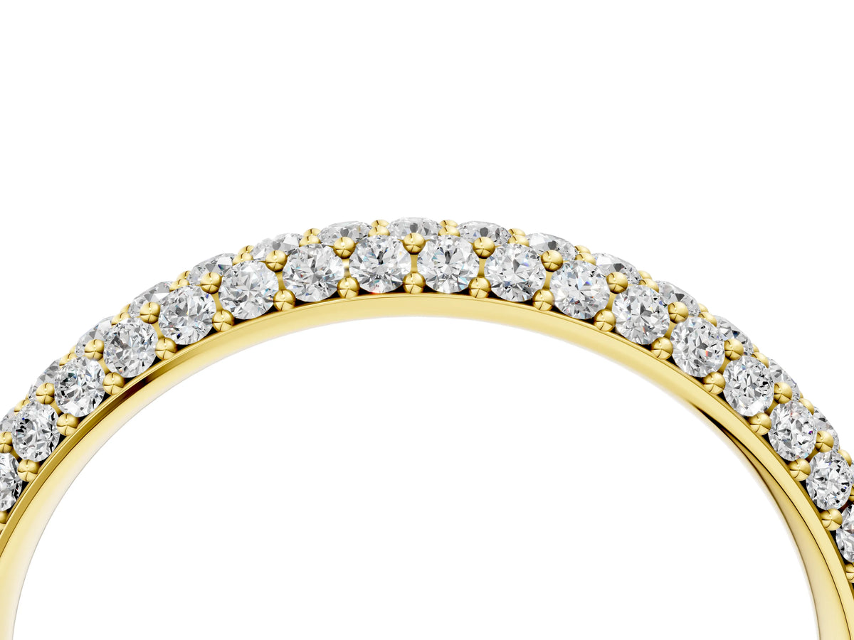 Yellow gold Round Diamond Pave Set White Gold Eternity Band_4