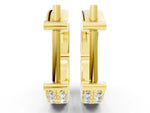 Yellow gold Round Diamond Petite Double Row Huggie Hoop Earrings