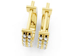 Yellow gold Round Diamond Petite Double Row Huggie Hoop Earrings_1