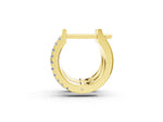 Yellow gold Round Diamond Petite Double Row Huggie Hoop Earrings_2