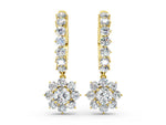 Yellow gold Round Diamond Petite Hoop Earrings with Sunflower Drop