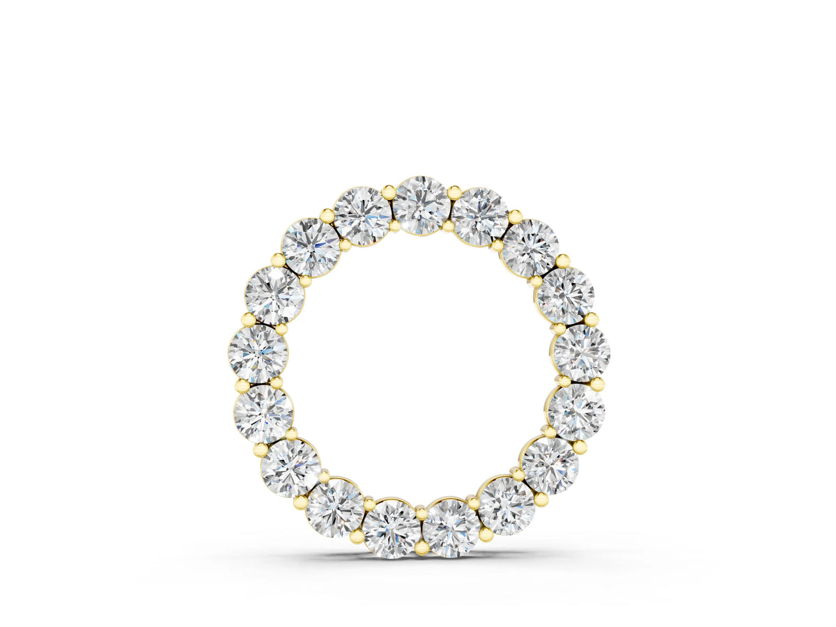 Yellow gold Round Diamond Prong-Set Circle Pendant
