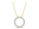 Yellow gold Round Diamond Prong-Set Circle Pendant_1