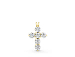 Yellow gold Round Diamond Prong Set Cross Pendant