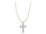 Yellow gold Round Diamond Prong Set Cross Pendant_1