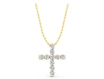 Yellow gold Round Diamond Prong-Set Cross Pendant_1