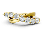 Yellow gold Round Diamond Prong-Set Crossover Band