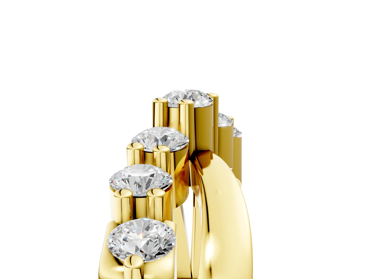 Yellow gold Round Diamond Prong-Set Crossover Band_5