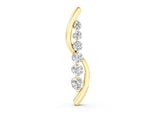 Yellow gold Round Diamond Prong-Set Curved Pendant
