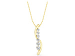 Yellow gold Round Diamond Prong-Set Curved Pendant_1