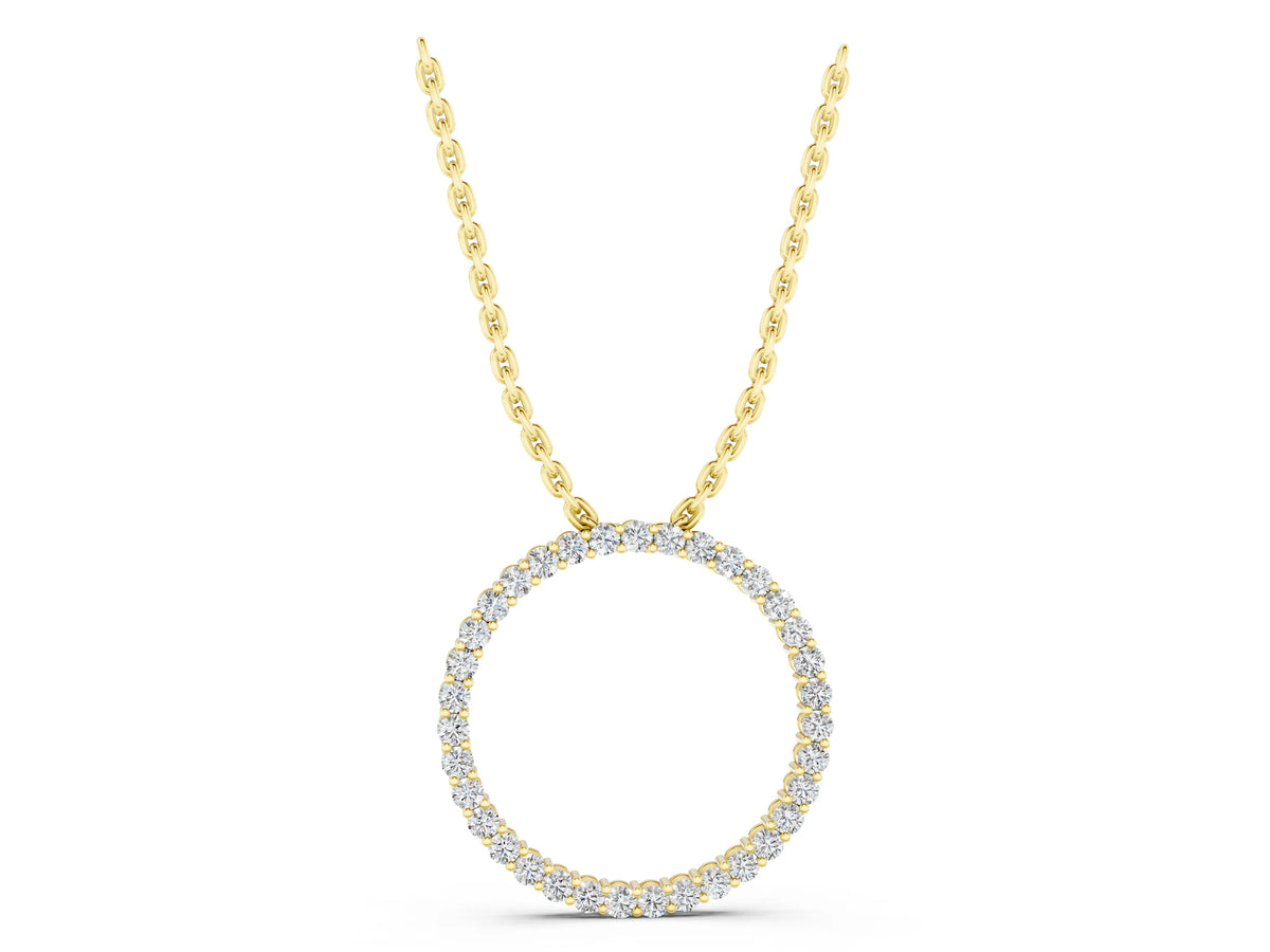 Yellow gold Round Diamond Prong-Set Eternity Pendant_1