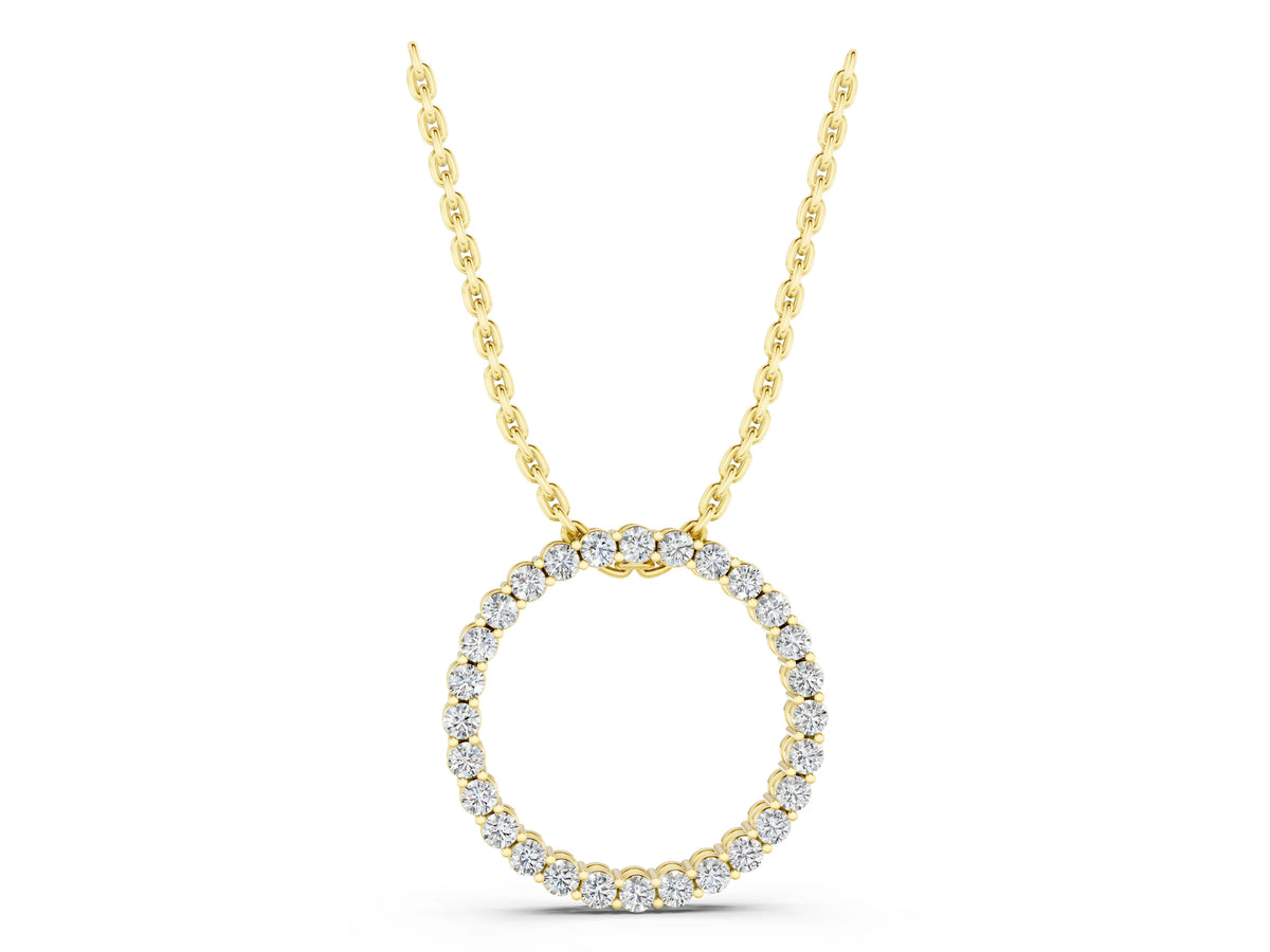 Yellow gold Round Diamond Prong Set Eternity Pendant_1