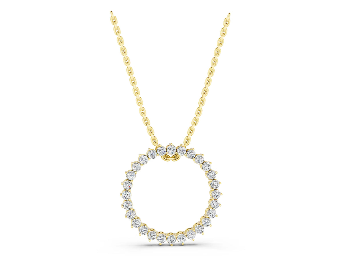 Yellow gold Round Diamond Prong-Set Halo Pendant_1