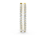 Yellow gold Round Diamond Prong Set Hoop Earrings