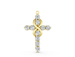 Yellow gold Round Diamond Prong Set Infinity Cross Pendant