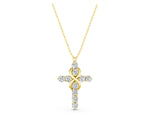 Yellow gold Round Diamond Prong Set Infinity Cross Pendant_1