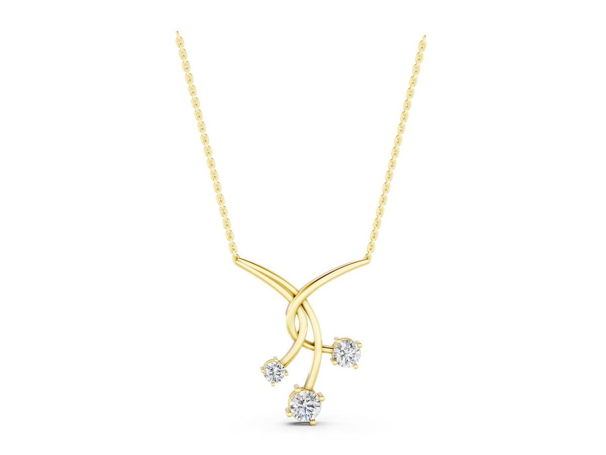 Yellow gold Round Diamond Prong Set Pendant_1