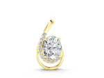 Yellow gold Round Diamond Prong Set Swirl Pendant