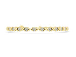 Yellow gold Round Diamond Prong Set Tennis Bracelet with X-Link Band