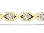 Yellow gold Round Diamond Prong Set Tennis Bracelet with X-Link Band_1