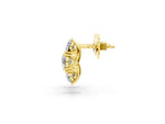 Yellow gold Round Diamond Prong Set Three-Stone White Gold Earrings_1