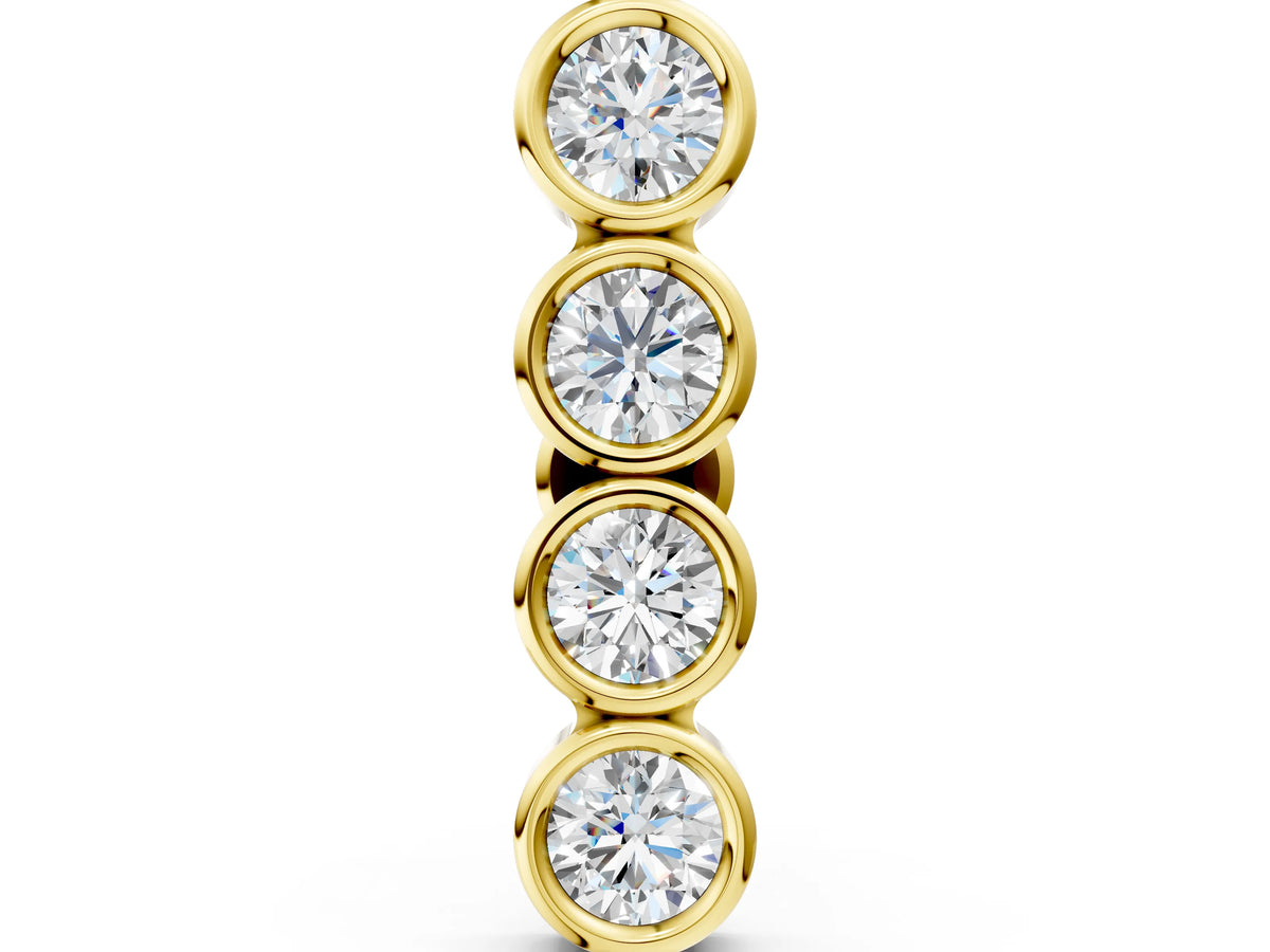 Yellow gold Round Diamond Row Flatback Earring