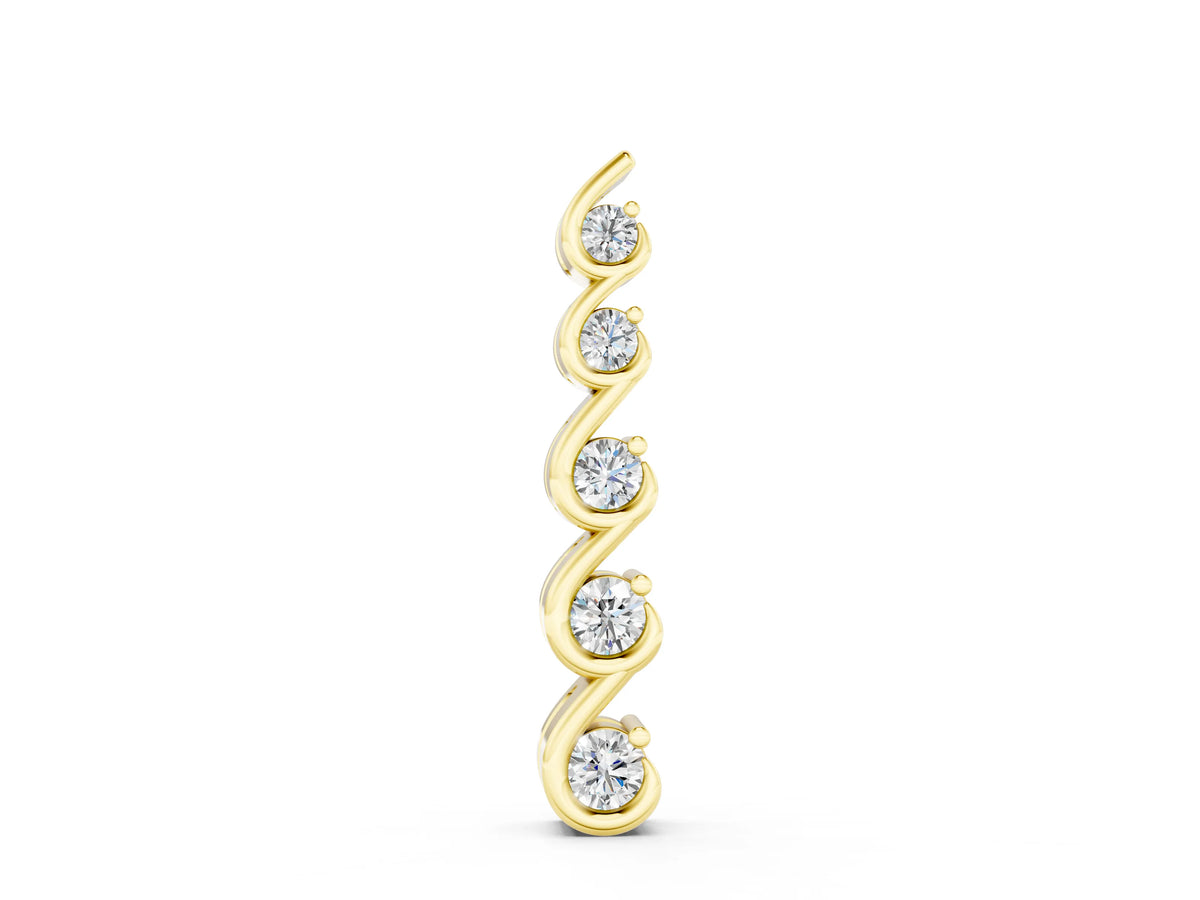 Yellow gold Round Diamond S-Curve Prong Pendant