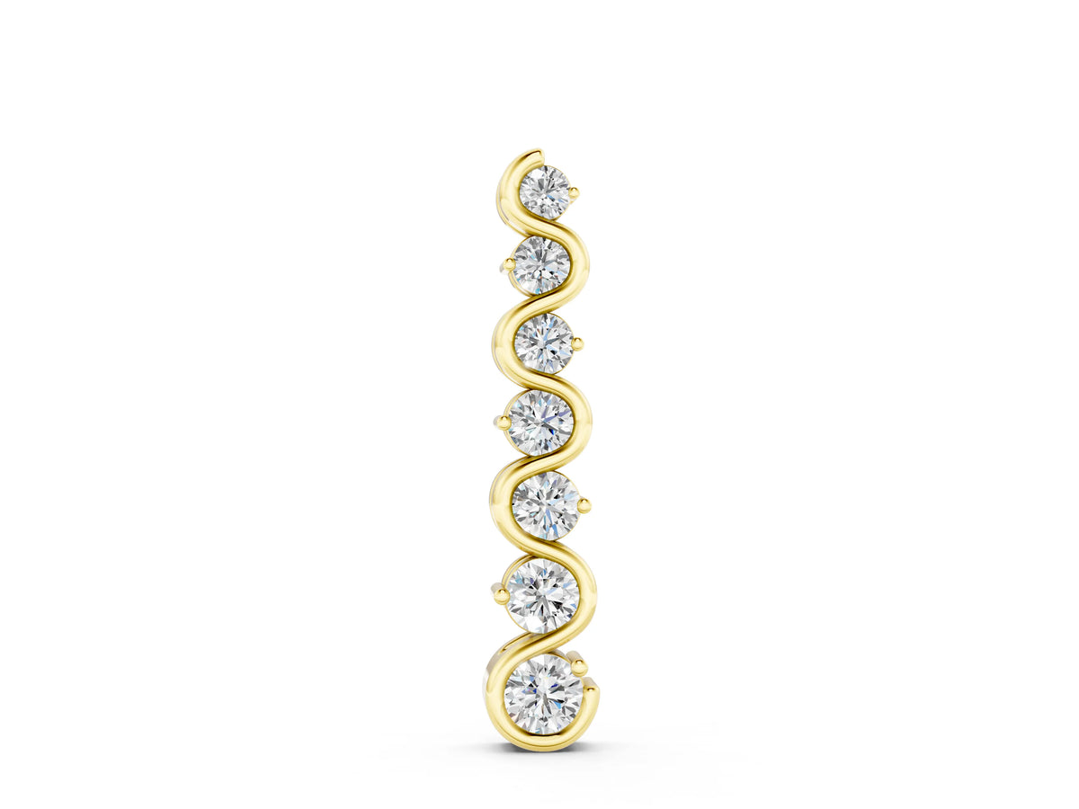 Yellow gold Round Diamond S-Curve Prong Set Pendant