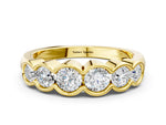Yellow gold Round Diamond Scalloped Bezel Set Eternity Band