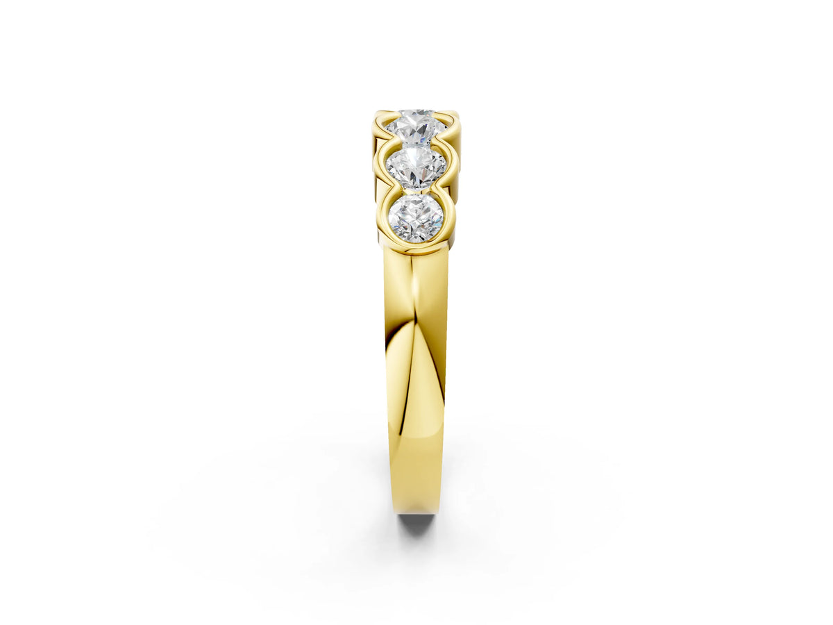 Yellow gold Round Diamond Scalloped Bezel Set Eternity Band_2