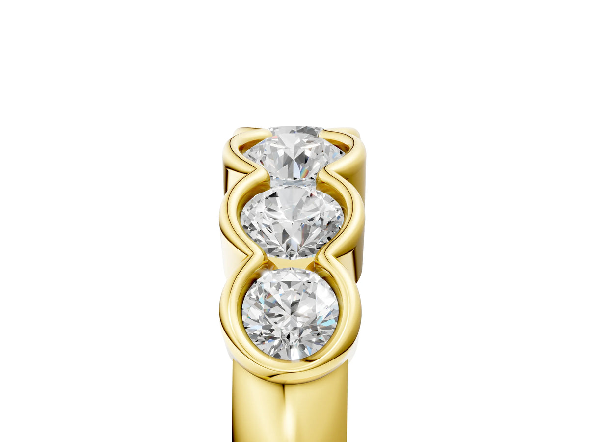 Yellow gold Round Diamond Scalloped Bezel Set Eternity Band_5
