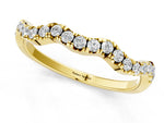Yellow gold Round Diamond Scalloped Pavé Wedding Band with Shared Prong Setting_1