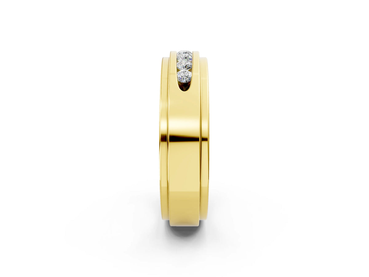 Yellow gold Round Diamond Seven-Stone Channel Set Mens Band_2