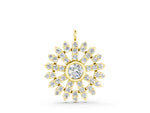 Yellow gold Round Diamond Snowflake Pendant with Pavé Setting
