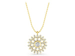 Yellow gold Round Diamond Snowflake Pendant with Pavé Setting_1