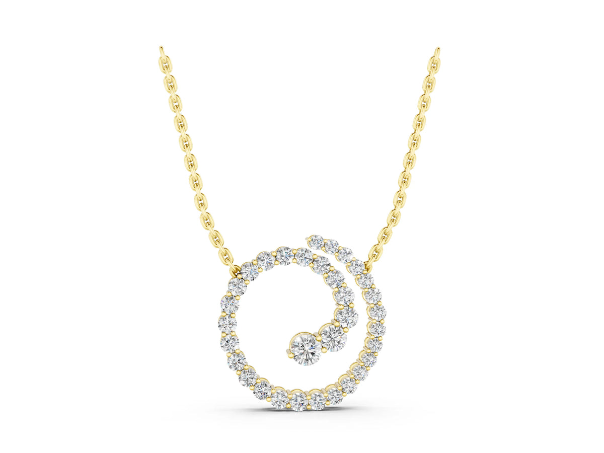 Yellow gold Round Diamond Spiral Pendant with Prong Setting_1