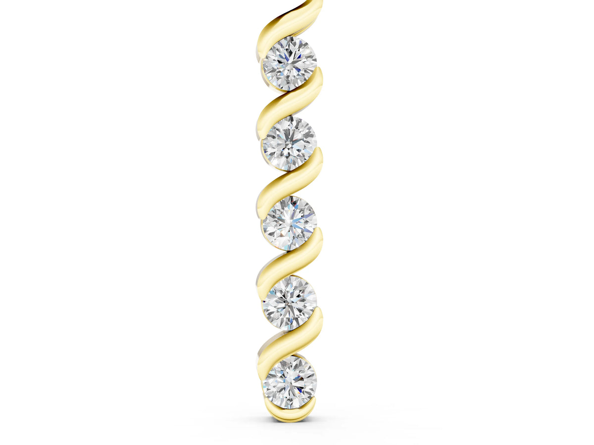 Yellow gold Round Diamond Spiral Prong Pendant