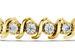 Yellow gold Round Diamond Spiral Prong Tennis Bracelet_1