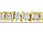 Yellow gold Round Diamond Spiral Tennis Bracelet with Prong Setting_1