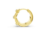 Yellow gold Round Diamond Station Huggie Hoop Earrings_1