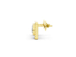 Yellow gold Round Diamond Sunburst Square Stud Earrings_2