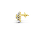Yellow gold Round Diamond Sunburst Stud Earrings_1