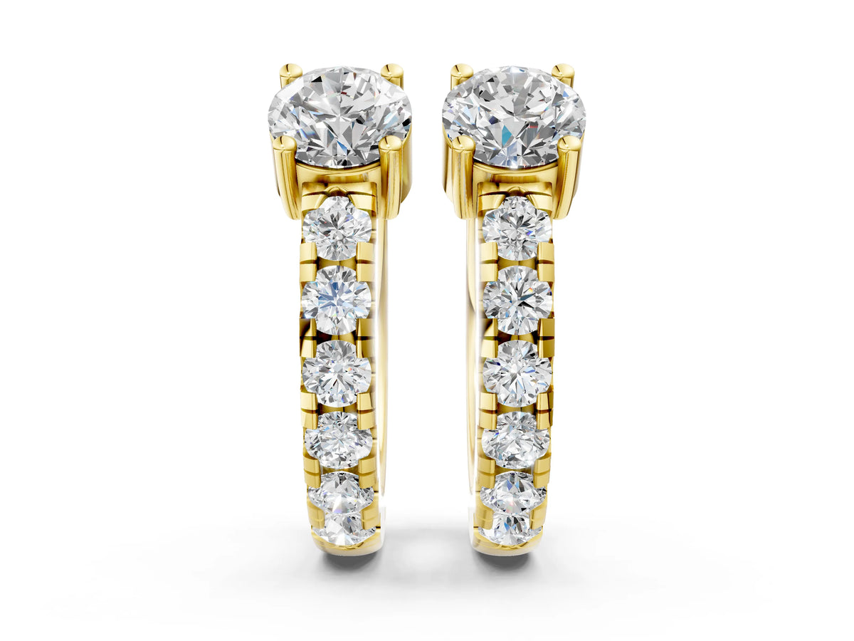 Yellow gold Round Diamond Taylor Huggie Hoop Earrings