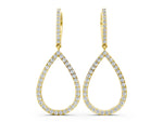 Yellow gold Round Diamond Teardrop Drop Earrings