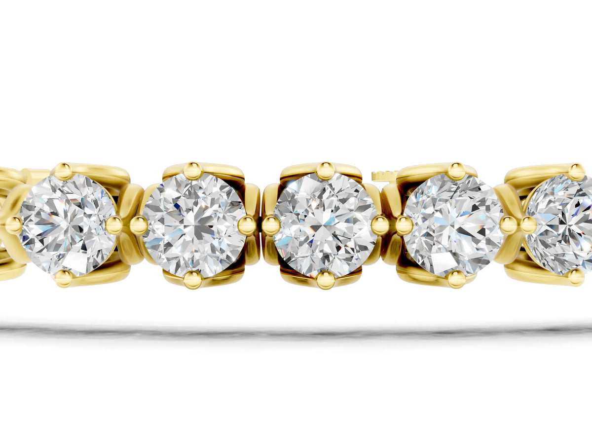 Yellow gold Round Diamond Tennis Bracelet with Box Chain and Basket Prong Setting_1