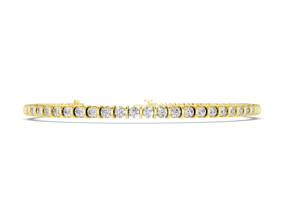 Yellow gold Round Diamond Tennis Bracelet with Channel Setting and Box Clasp