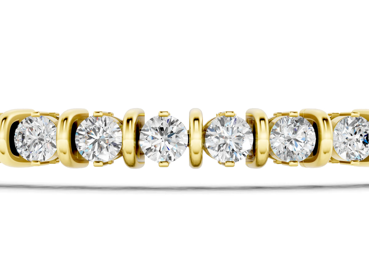 Yellow gold Round Diamond Tennis Bracelet with Channel Setting and Box Clasp_1