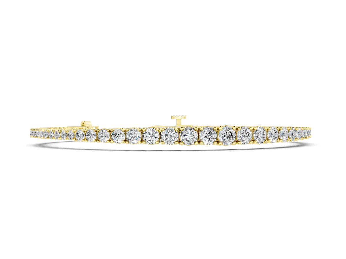 Yellow gold Round Diamond Tennis Bracelet with Four-Prong Setting on a White Gold Band