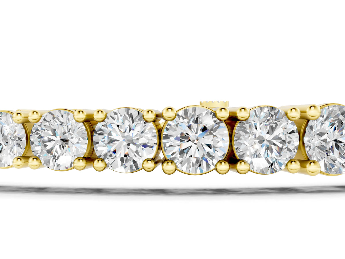 Yellow gold Round Diamond Tennis Bracelet with Four-Prong Setting on a White Gold Band_1